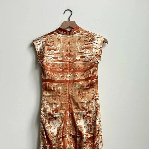 Nicole Miller Bodycon Ruched Dress Silk Baroque Vintage 90's Greek Goddess SZ 0 - Picture 13 of 16